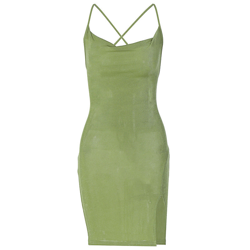 Backless Spaghetti Strap Split Dress for Women