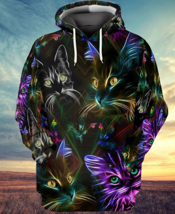 Men's Casual Fashion Sweater with Printed Hood