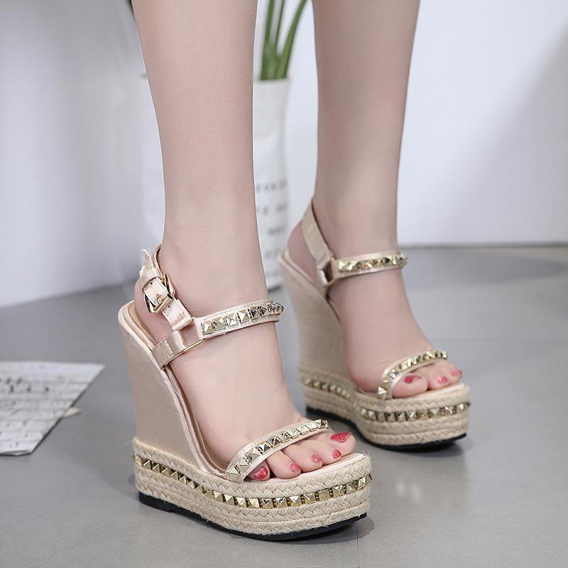 Wedge Heel Rivet Sandals for Women