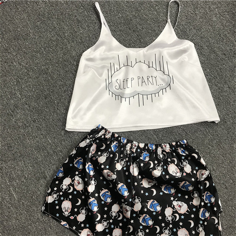 Women's Satin Cami and Shorts Pajama Set (Summer)