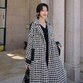 Retro Black Woolen Coat for a Slimmer Waist
