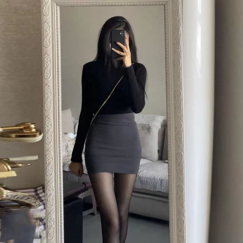 High Waist Black Hip Skirt for Women