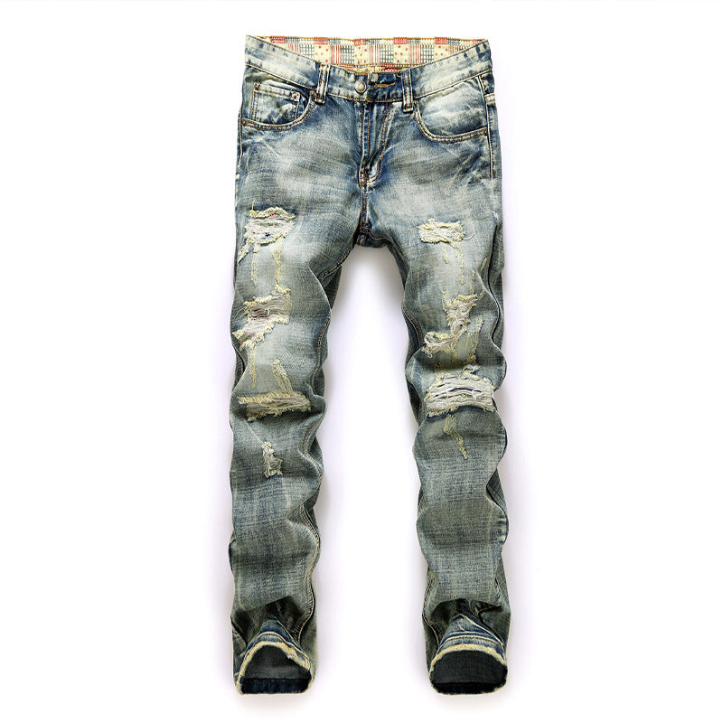 Men's Distressed Vintage Denim Jeans (Long Pants)